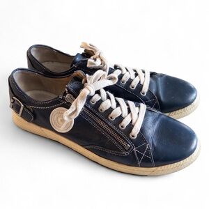 Pataugas Navy Blue Leather Sneakers Size 41 Women’s 10.5 Casual Shoes